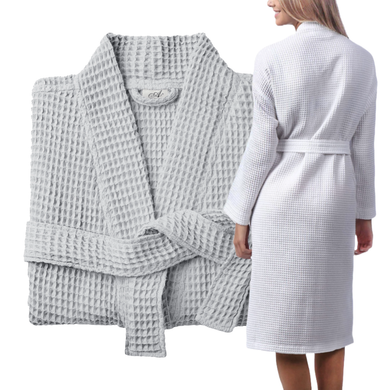 Unisex Lightweight Waffle Bathrobe, Spa Dressing Gown Kimono