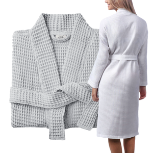 Unisex Lightweight Waffle Bathrobe, Spa Dressing Gown Kimono