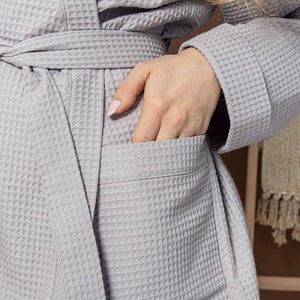 Unisex Lightweight Waffle Bathrobe, Spa Dressing Gown Kimono